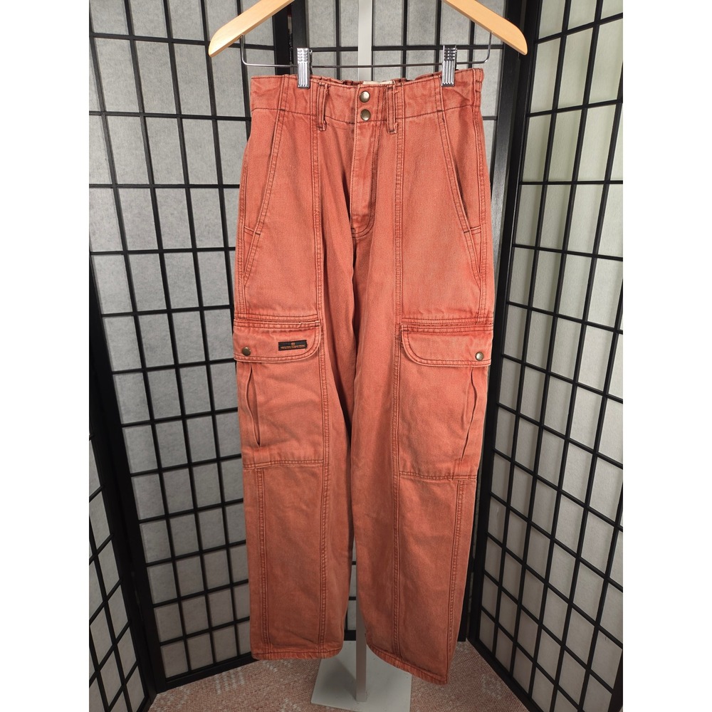 BDG Urban Outfitters Burnt Orange Cargo Pants High Waisted Utility Denim Size 25